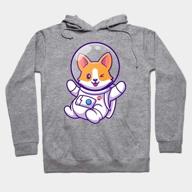 Cute Corgi Astronaut Flying Cartoon Hoodie by Catalyst Labs